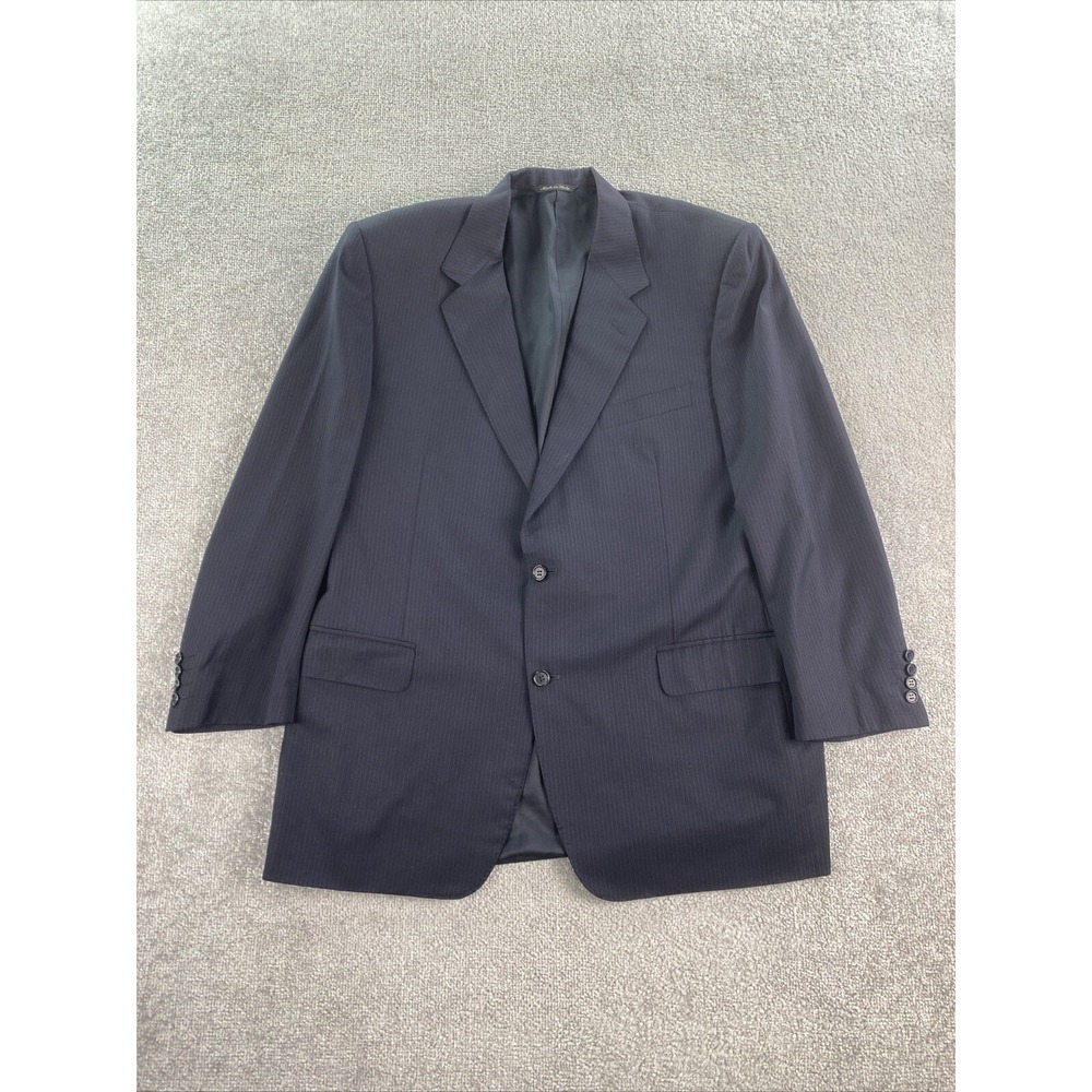 Canali Suit Jacket 48 L Blue Wool Striped Luxury Designer Premium Estate Italy